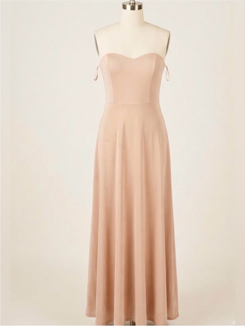 AMILUCK Womens XL Beige Strapless Sweetheart Formal
Maxi Dress Nude Gown 12/14